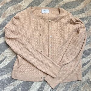 Beige Cable Knit Button Up Cardigan